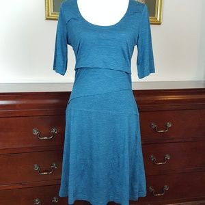 prAna Women's Teal Tiered Abilene Dress SZ Medium